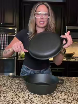 MegaChef 10.5" 2-in-1 Cast Iron Skillet Fry PanLid w/ Scrapers ##castiron##castironcookware##cookware##kitchenware