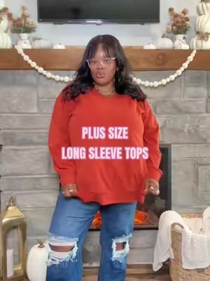 plus size long sleeve tops 🍂🧡 #apronbellyfriendly #apronbellystyle #plussizefallfashion #plussizetop #plussizebasics 