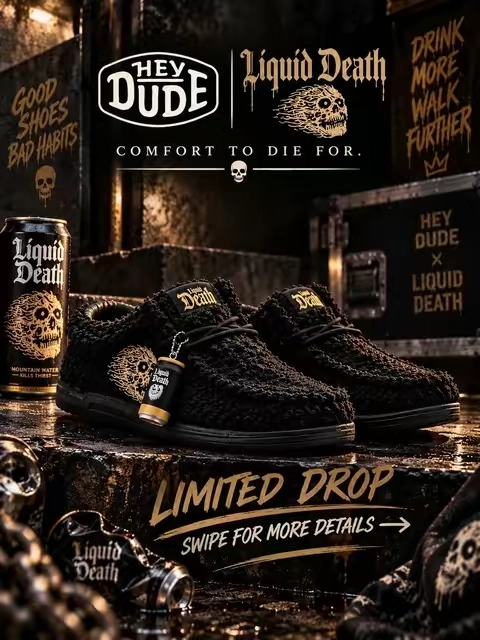 Limited drop! Heydude x liquid death slippers #heydude #heydudeshoes #slippers 