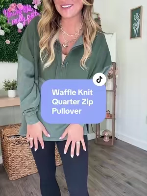 The waffle knit quarter zip you’ll wear on repeat! @Discount Divas Boutique 