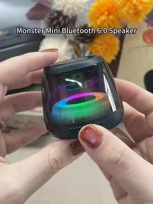 Monster Mini Bluetooth 6.0 Speaker, Portable Wireless Speaker with RGB Light Show, TWS Stereo Sound, 360° Surround Audio, Magnetic Design, TF
 Card Support, Compact Travel Speaker with Long Battery Life for Home, Office & Outdoor.😂🔊
 #tiktokshop #tiktokmademebuyit #gadget #inductionspeaker #speaker 