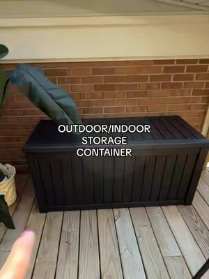 Finally my porch is looking cute again! #outdoorstorage #storage #homedecor #homefinds 
