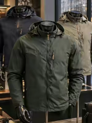 Men's Lightweight ArmyGreen detachable Hooded Zipper multi-Pocket Casual Windbreaker Jacket  #jacke #hooded #coat #mensjacket #mensfashiontips 