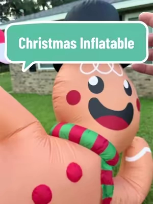 Large illuminated Christmas inflatable designed as a reclining gingerbread man for front yards, porches, and seasonal photo backdrops. #summerfinds #TikTokshopbacktoschool #ChristmasYardDecor #InflatableDecor #HolidayDecor 