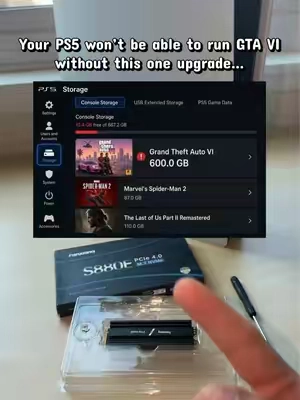 You still have time to upgrade your console for the biggest game launch of the decade! Your console deserves this storage upgrade!  #ps5storageexpansion #gta6 #ps5upgrade #ssdps5 #fyp 