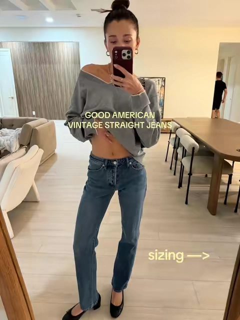 perfect straight-leg jeans if you’re 5’6”–5’8” !@GOOD AMERICAN  #goodamerican #straightjeans 