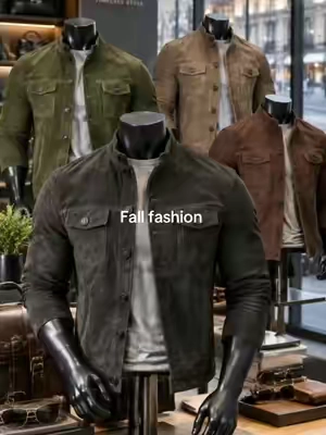 Mens Faux Suede Stand Collar Button Pocket Jacket  #casualoutfits #jacket #mensjacket #coat #mensfashiontips 