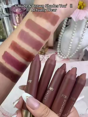 6pcs/set Matte Lipstick Pencil👄, Waterproof, Long Lasting Lip Liner Pen, NonStick Cup Lip Contour Pencil, Beauty Makeup Lipliner Set🥰👇#LipLinerGoals #lipliner #brownlipliner #makeup #lipcombo