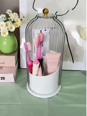 Organizador transparente giratorio con tapa, también puede almacenarse. #makeup #brushholder #TikTokshopbacktoschool#weeklydeals#tiktokshopsummersale