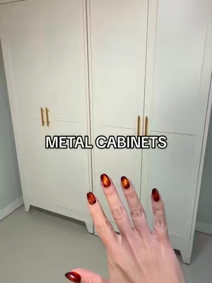 Okay but the metal storage cabinets for THAT price rn?! Yes please 😍 #storagesolutions #organizedhome #cabinet #metalcabinet #storage 