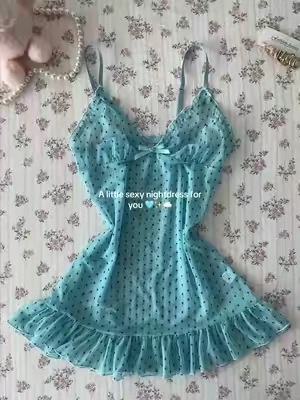 Candy Color Polka dot 🩵✨Mesh sleepwear #Summer #dress #nightdress#polkadot #sleepwear 