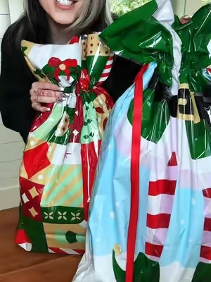 Kringle gift bags are making holiday wrapping so much easier—just pop in the gift, add a little tissue, and you’re done 🎁✨🎄 #Kringle #GiftBags #EasyGiftWrapping #HolidayWrapping #ChristmasGifts 