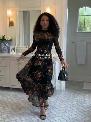 This dress is so affordable and a perfect way to elevate your fall wardrobe without breaking the bank! ✨🍂🤎 #falldress #fallfashion #affordablefashion #mididress 