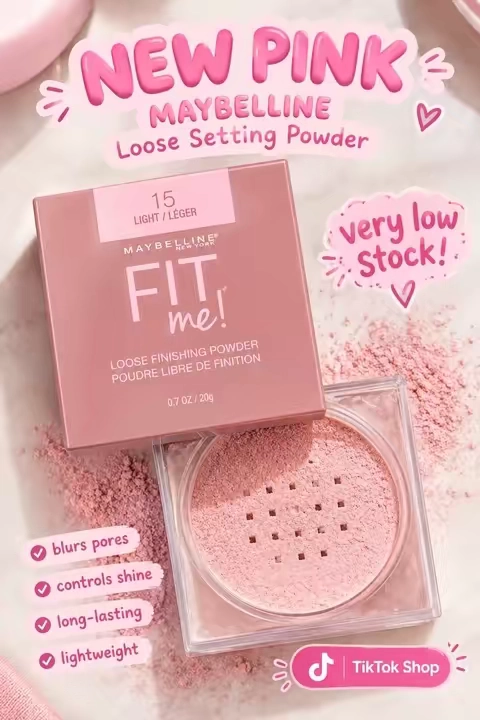 Pink fit me loose setting powder is here! #maybelline #maybellinefitme #fitmeloosepowder 