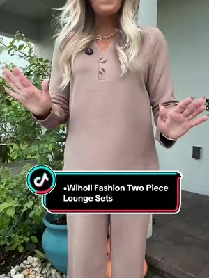 Wiholl Fashion Two Piece Lounge Sets for Women Fall Travel Airport Vacation Outfits | Long Sleeve Wide Leg Pants #SoHoChic #twopieceset #loungewear #comfystyle #TikTokShopStockUp 
