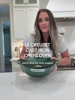 The new Le Creuset 5.25-qt Cast Iron Chef’s Oven is basically made for cozy fall cooking 🍂 It can sear, sauté, simmer, braise, bake, fry and slow cook, with sloped sides that make soups, stews and one-pot meals easier to stir and serve. The enameled cast iron gives you even heat distribution, it works on all cooktops, and it’s oven-safe up to 500°F!!  #LeCreuset #FallCooking #SoupSeason #CozySeason  #QVCSuperBrandDay @QVC, Inc 