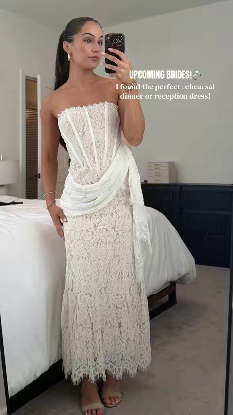 #rehearsaldinnerdress #bridaldress #lacemaxidress #cider #shopcider 