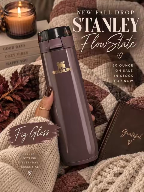 The new 20 oz Stanley FlowState colors are giving ALL the cozy fall vibes. 🍂🤎 Meet Fig Gloss, Blossom Gloss & Bedrock Gloss — three gorgeous fall shades and they’re ON SALE + in stock for now! 👀 Which color are you grabbing? ✨ @Stanley 1913  #stanley #tumbler #falldrop 
