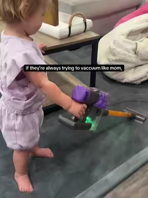 When your toddler desperately wants to “help,” give them their own vacuum and suddenly cleaning becomes an activity. 😂 #KidsVacuum #ToyVacuum #CleaningToy #ToddlerToys #PretendPlay