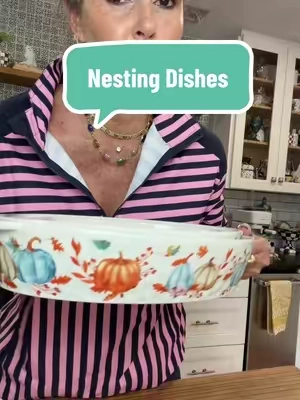 Perfect nesting bakeware! Basic or fall patterns @QVC, Inc #qvc #temptations #bakeware #falldecor #thanksgivingvibes 