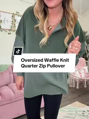 If the perfect oversized top for leggings existed, it would be this waffle knit quarter zip from @Discount Divas Boutique 