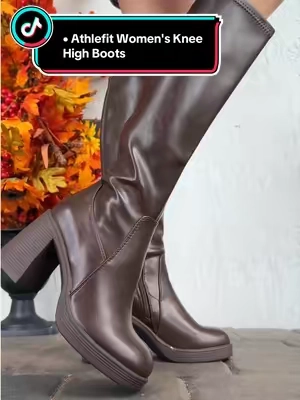 Athlefit Women's Knee High Boots - 3.54-inch Tall Elastic PU Shoes for Women, Casual Square Toe, Platform Chunky Boots ##sohochic##fallboots##platformboots##womensboots##boots