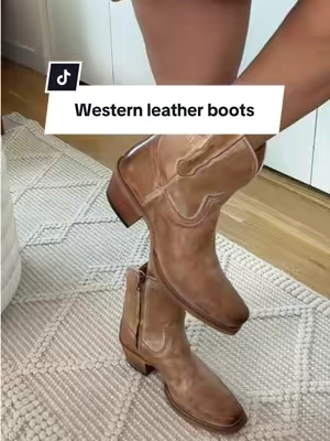 distressed leather boots are timeless and  made to last! #cleoboots #westernboots #TikTokshopbacktoschool#cowboybootsforher #tiktokshopcreatorpicks 