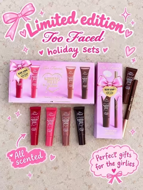 The perfect holiday gift for all the lippie girlies @Too Faced #toofaced #toofacedkissingjellylipoilgloss #toofacedholiday #holidaygiftguide #stockingstufferideas 