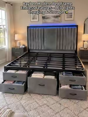 #bedframe #tiktokshopstockup #ledbedframe #bedtime 