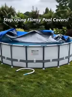 Stop wasting money on flimsy pool covers. This 550D heavy-duty cover locks down with a steel cable + pulley system and helps keep leaves, rain, and debris out. Easy to set up. Built to stay secure！ #poolhacker #poolwinterizing #sohochic #poolcover #poolclosing 