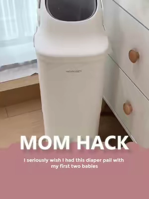 I seriously wish I had this diaper pail with my first two babies #pumpingmom #babydiaper #toddlers #babyregistry #momcozy 