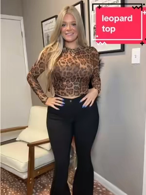 loving this leopard sheer top🤎🤎 #leopard #sheer #longsleeve #outfitinspo 