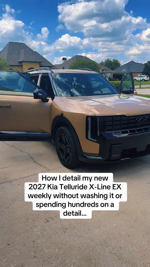 I keep my new Kia Telluride X-Line EX clean and detailed weekly without spending hundreds on a detail! #momcar #kiatelluride #cleancar #cardetailing  