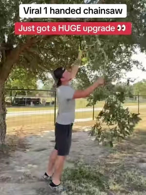 The viral 1 handed electric chainsaw just got a huge upgrade. #chainsaw #landscaping #yardwork #tiktokshopstockup #tiktokshopcreatorpicks 