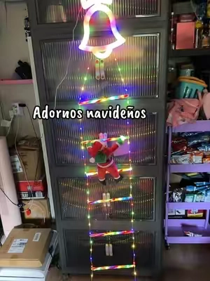 Lámpara estática impermeable con forma de Papá Noel subiendo escaleras, alimentada por pilas, con bombillas LED, cuerda para escalera, 8 modos de parpadeo, desmontable, fácil instalación, duradera, ideal como regalo familiar o para decorar el árbol de Navidad (pilas no incluidas).#Navidad#adornos #homedecor #decoracion #hogar 
