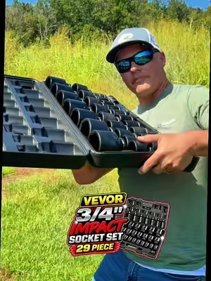 VEVOR 29-Piece 3/4 Inch Drive Impact Socket Set | Heavy Duty CR-MO Deep Impact Sockets for Mechanics, Trucks & Equipment DESCRIPTION: Heavy-duty 3/4 inch drive impact socket set built for serious jobs. This 29-piece CR-MO socket kit is great for mechanics, automotive repair, trucks, tractors, farm equipment, trailers and heavy machinery. Includes multiple socket sizes organized in a convenient carrying case for the garage, shop, farm or service truck. #ImpactSockets #SocketSet #MechanicTools #AutomotiveTools #HeavyDutyTools KEYWORDS: VEVOR impact socket set, 3/4 inch drive socket set, 29 piece socket set, CR-MO impact sockets, deep impact sockets, heavy duty sockets, mechanic tools, automotive repair tools, truck repair tools, tractor repair tools, farm equipment tools, heavy equipment tools, impact wrench sockets, garage tools, shop tools, service truck tools