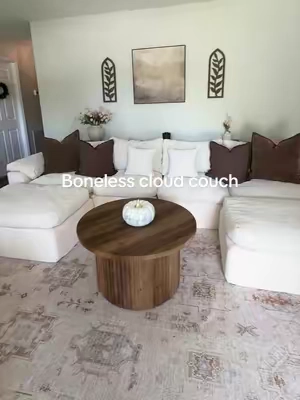 It’s so comfy, supportive, and gives you that cloud couch look without spending thousands. #cloudcouch #bonelesscouch #homefurniture 