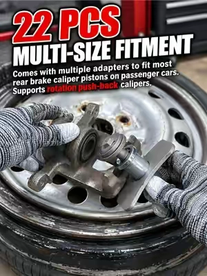 This full set at an insanely low price with free shipping?! Don't miss out!  Twist and compress at the exact same time with zero effort! The ultimate tool for effortlessly rotating rear caliper pistons back in! Perfect dual-pin alignment for stubborn wind-back calipers! Stopped torturing yourself during brake jobs with this game-changer! The absolute cheat code for pushing back caliper pistons effortlessly! Upgraded heavy-duty strength and free shipping—you need this set! 22pc Brake Caliper Compression Tool Set, Heavy Duty Brake Piston Compressor Tool and Wind Back Tool Kit for Brake Pad Replacement, Universal Disc Brake Caliper Tool Set with Red Case #tooltok  #mechaniclife  #GarageGoals  #CarDIY  #BrakeReplacement 