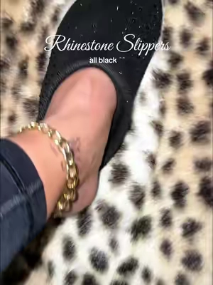 All Black sparkly slippers #shiny #tiktokshopstockup #sparkle #womenslippers #houseslippers 