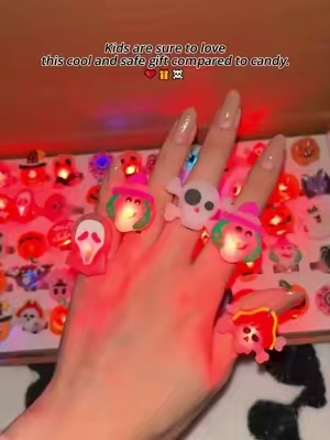 🔮❤️ If you need something fun for trick-or-treaters, classroom parties, or Halloween goodie bags, these light-up rings are such a cute non-candy option. 👻🎃 You get 50, so one pack can cover a whole lot of little ghosts and goblins. #HalloweenFinds #HalloweenTreats #NonCandyTreats #ClassroomTreats #HalloweenParty