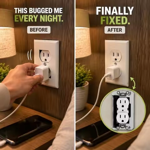 One of those tiny house problems I kept saying I'd fix “later.” 😅 Finally got tired of the outlet moving every time I plugged something in. #toolupgrade #diyhome #homeprojects #homemaintenance #smallfix #weekenddiy #househacks #homeupgrade
