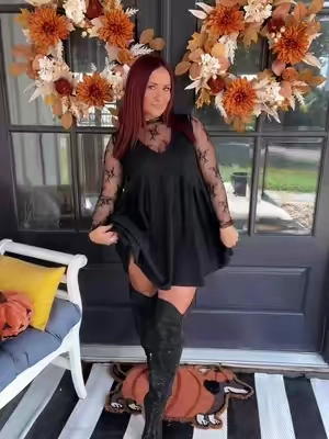 Good morning ☀️ say it back #falloutfits #dresses #falldress #meshtop #cowboyboots 