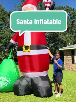 Large inflatable Santa Christmas decoration with built-in lights for front yards, holiday displays, and outdoor seasonal decorating. #fallpicks #tiktokshopstockup #ChristmasInflatable #SantaDecor #OutdoorChristmasDecor 