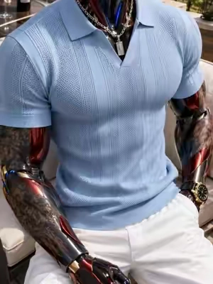 COOFANDY Mens Knit Polo Shirts V Neck Textured Polo Shirts Short Sleeve Breathable Polo Casual Collared T Shirt Fashion Tops##tiktokshopmemorialday##DealsforYouDays##mensfashion##fashion##TikTokShopBlackFriday