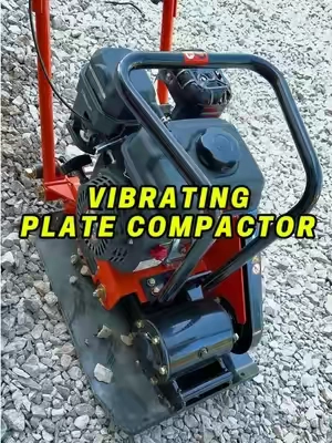 Don’t wait on rocks and dirt to settle naturally. This plate compactor makes it quick and easy. #compactor #platecompactor #concrete #dirtwork #landscaping 