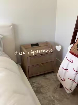 these rattan nightstands have charging cords and fit so much stuff in the drawers 🙂‍↔️ #rattannightstands #nightstand #homefinds #tiktokshopcreatorpicks 