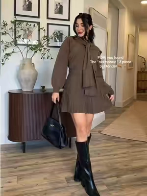 Undoubtedly the perfect 3 piece set for fall that is classy & chic 🤍#TikTokshopbacktoschool #sohochic #falloutfits #falloutfit #3pieceset 