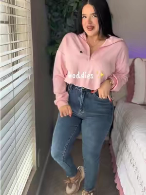 Women's Half-Zip Stand Collar Drawstring Short Sweatshirt, Spring & Fall Casual Fashion, Comfortable and Stylis #chaqueta #ropafemenina #ropamujer 