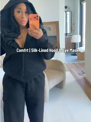 Comfrt | VIP Airplane Mode Travel Zip Hoodie - Mega | CloudTouch Fleece Zip-Up With Silk-Lined Hood & Eye Mask