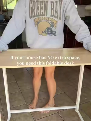 Living in a smaller space doesn’t mean you have to give up having a functional desk 🙌 This foldable desk is perfect for tight spaces, small bedrooms, apartments, or any room that can’t fit bulky furniture. Use it when you need it, fold it away when you don’t. #SmallSpaceIdeas #FoldableDesk #ApartmentFinds #HomeOfficeSetup  